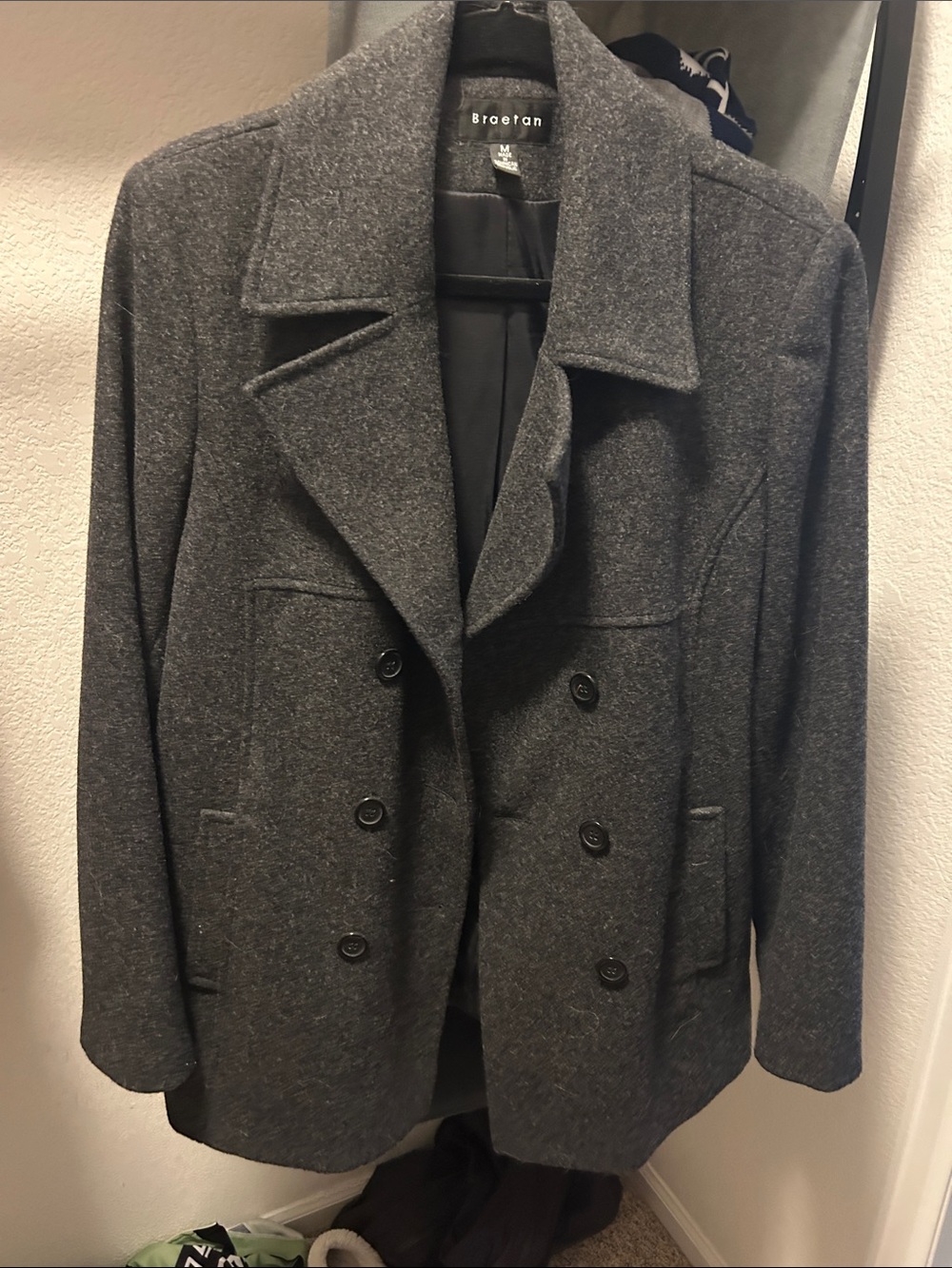 Braetan women’s Double-Breasted Dark Gray Pea Coat